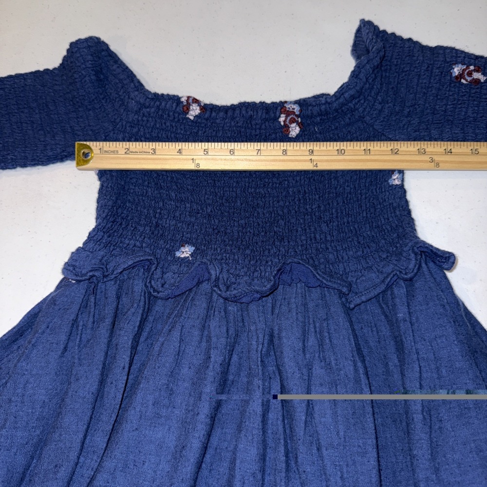 Free People Counting Daisies‎ Embroidered Off-The-Shoulder Dress | Small Smocked - Picture 9 of 15